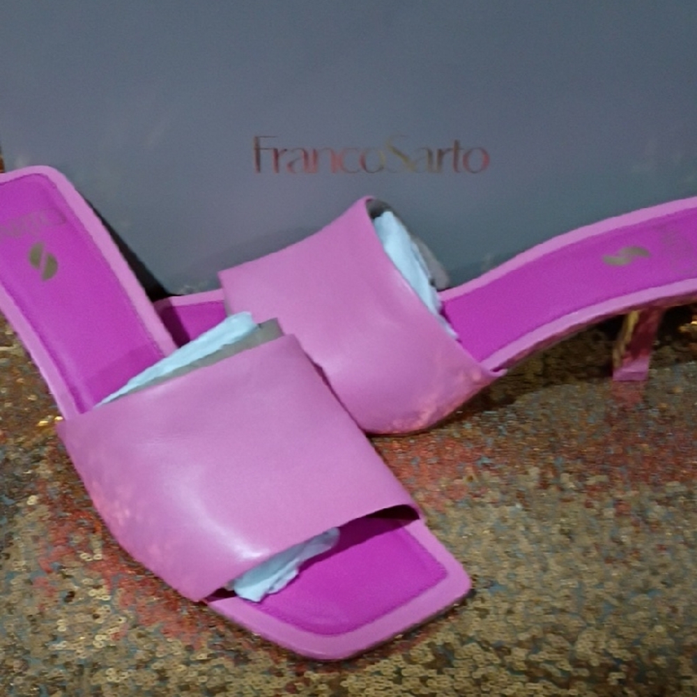 Franco Sarto Pink Open-Toe Slide Mules